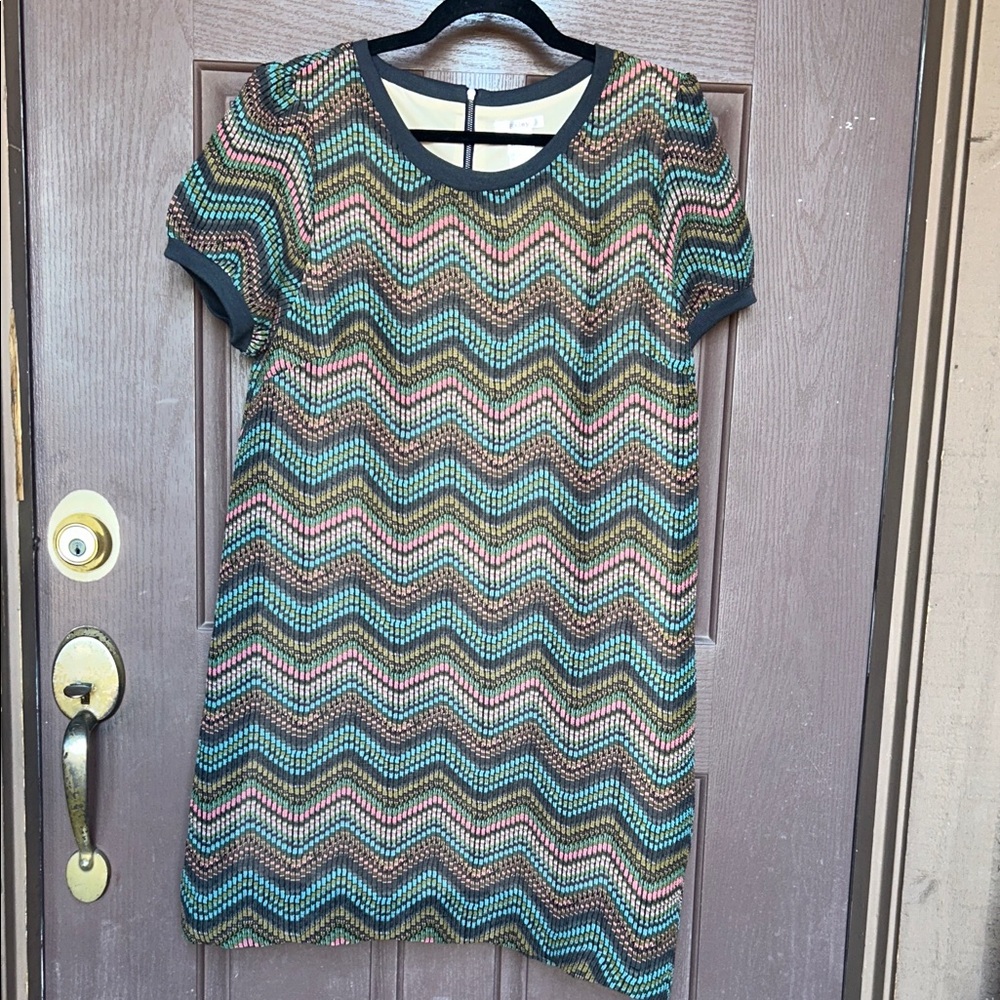 Esley Chevron Patterned Mini Dress - Multicolor